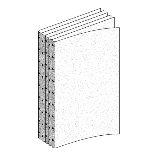 Close-up of a book using BC Adhesives’ notch/burst binding adhesive for a secure and durable spine.