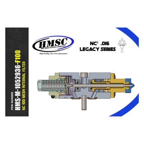 Replacement for Nordson® Surebead® 1052936 AOAC Legacy NC² module with 100 mesh filter and self-cleaning .016 nozzle